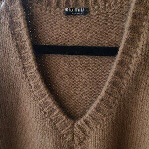 Miu Miu Brown V-Neck Sweater
